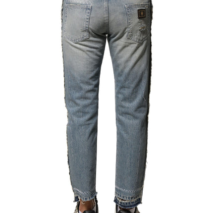 Dolce & Gabbana Light Blue Tattered Straight Men Denim Jeans