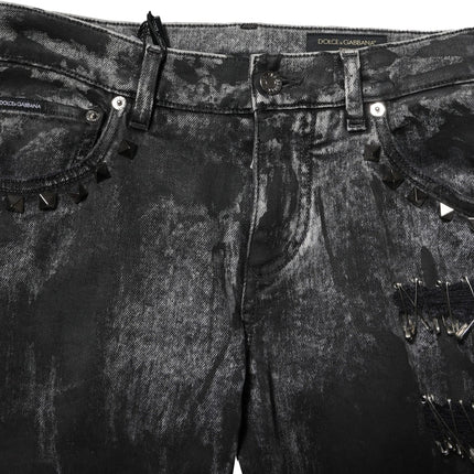 Dolce & Gabbana Black Washed Embellished Skinny Denim Jeans