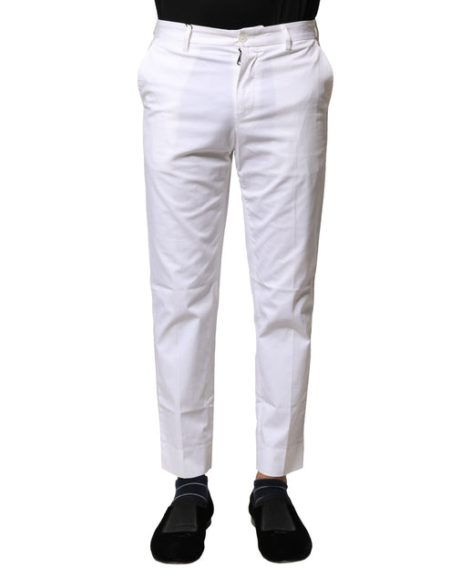 Dolce & Gabbana White Cotton Straight Logo Men Pants Dolce & Gabbana