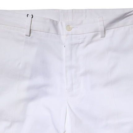 Dolce & Gabbana White Cotton Straight Logo Men Pants