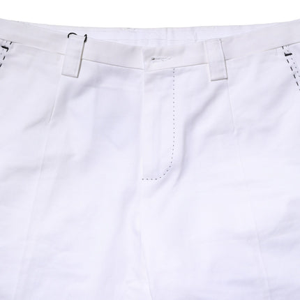 Dolce & Gabbana White Cotton Straight Logo Men Pants