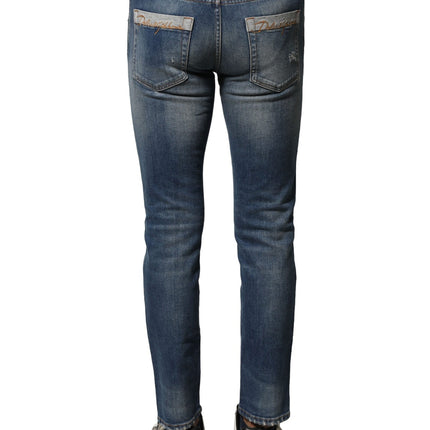 Dolce & Gabbana Blue Washed Cotton Slim Fit Men Denim Jeans