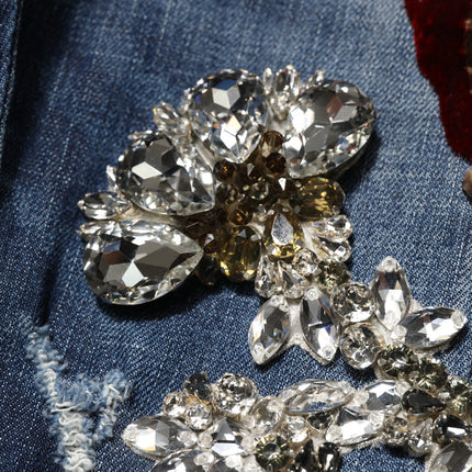 Dolce & Gabbana Blue Cotton Rhinestone Embellish Denim Jeans