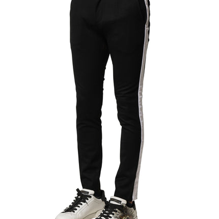 Dolce & Gabbana Black Wool Men Skinny Mid Waist Pants