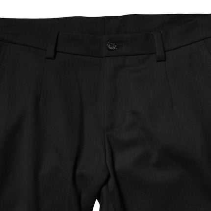 Dolce & Gabbana Black Wool Men Skinny Mid Waist Pants