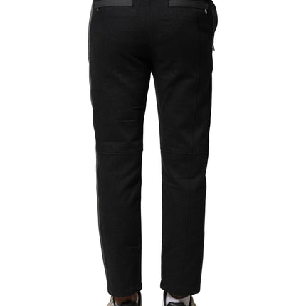 Dolce & Gabbana Black Gray Cotton Tapered Men Pants