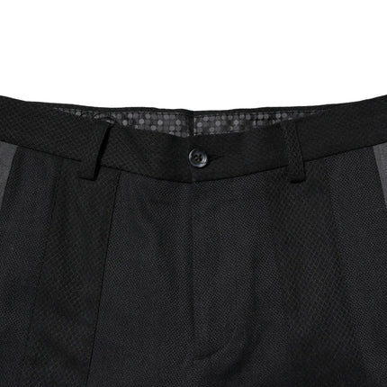 Dolce & Gabbana Black Gray Cotton Tapered Men Pants