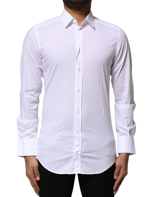Dolce & Gabbana White Cotton GOLD Long Sleeves Dress Shirt Dolce & Gabbana