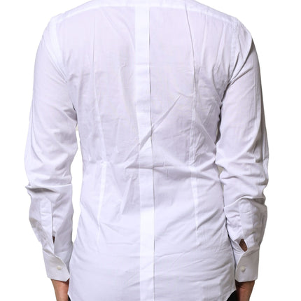 Dolce & Gabbana White Cotton GOLD Long Sleeves Dress Shirt