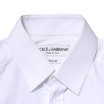 Dolce & Gabbana White Cotton GOLD Long Sleeves Dress Shirt