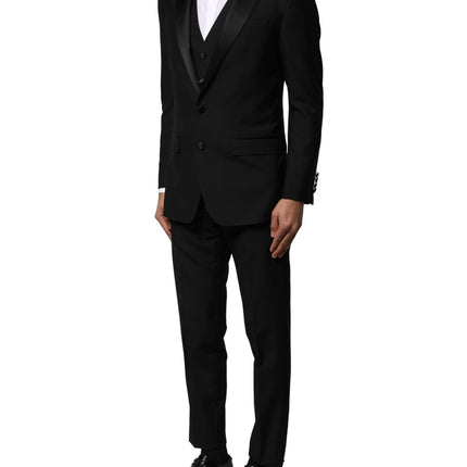 Dolce & Gabbana Black Wool 3 Piece Single Breasted Suit