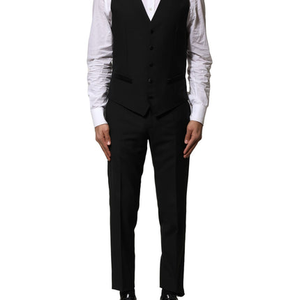 Dolce & Gabbana Black Wool 3 Piece Single Breasted Suit