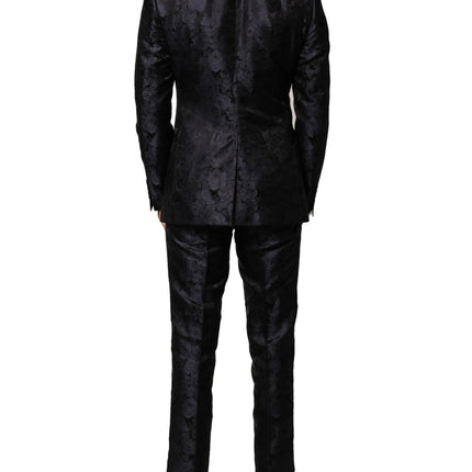 Dolce & Gabbana Black Jacquard 3 Piece Single Breasted Suit