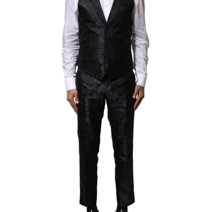 Dolce & Gabbana Black Jacquard 3 Piece Single Breasted Suit