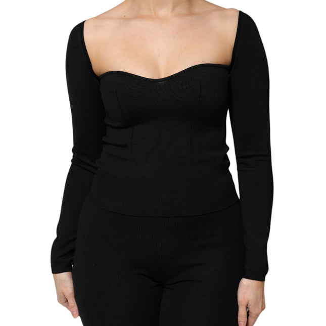 Dolce & Gabbana Black Viscose Long Sleeve Pullover Blouse Top