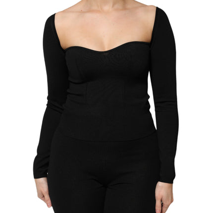 Dolce & Gabbana Black Viscose Long Sleeve Pullover Blouse Top
