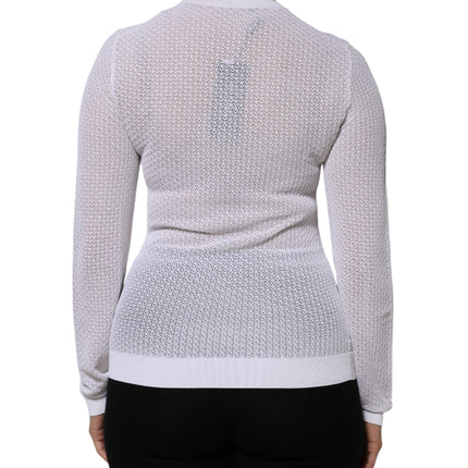 Dolce & Gabbana White Round Neck Long Sleeves Pullover Top