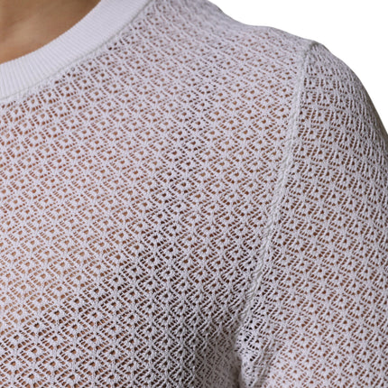 Dolce & Gabbana White Round Neck Long Sleeves Pullover Top