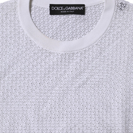 Dolce & Gabbana White Round Neck Long Sleeves Pullover Top