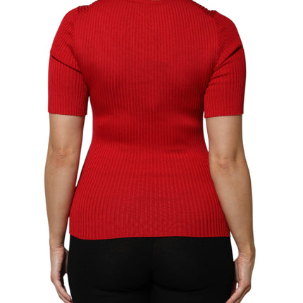 Dolce & Gabbana Red Round Neck Short Sleeves Pullover Top