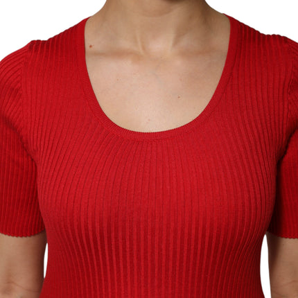 Dolce & Gabbana Red Round Neck Short Sleeves Pullover Top