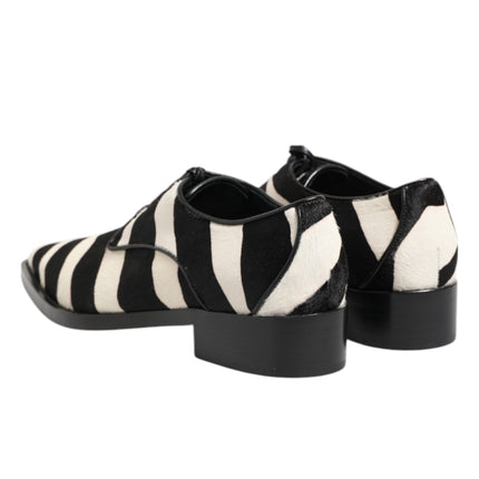 Dolce & Gabbana Black White Zebra Pony Fur Dress Shoes