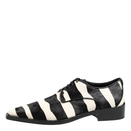 Dolce & Gabbana Black White Zebra Pony Fur Dress Shoes