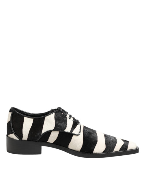 Dolce & Gabbana Black White Zebra Pony Fur Dress Shoes Dolce & Gabbana