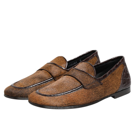 Dolce & Gabbana Brown Loafers Leather Slip On Men Dress Shoes