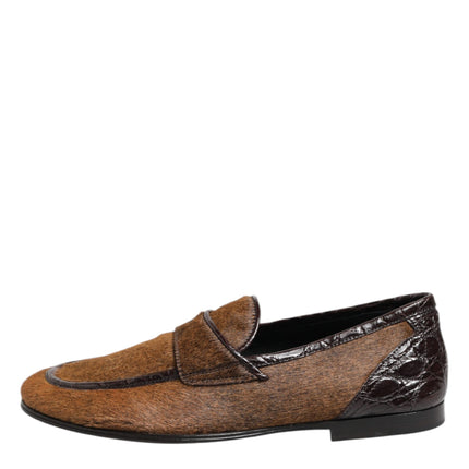 Dolce & Gabbana Brown Loafers Leather Slip On Men Dress Shoes