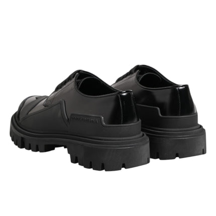 Dolce & Gabbana Black Patent Leather Trekking Derby Shoes