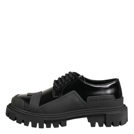 Dolce & Gabbana Black Patent Leather Trekking Derby Shoes