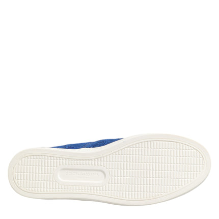 Dolce & Gabbana Blue Leather Lace Slip On Sneaker Shoes