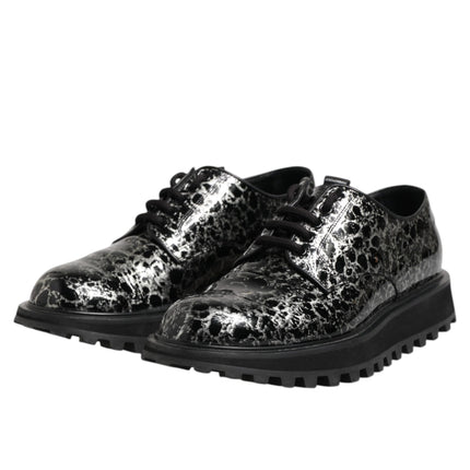 Dolce & Gabbana Black White Calfskin Chunky Derby Shoes