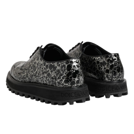 Dolce & Gabbana Black White Calfskin Chunky Derby Shoes