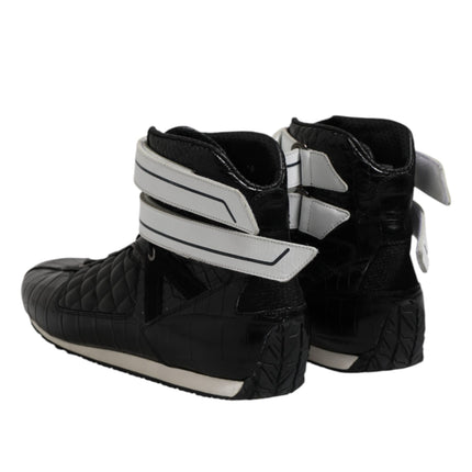 Dolce & Gabbana Black Quilted Leather Lace Up Sneakers Shoes