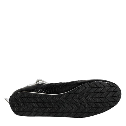 Dolce & Gabbana Black Quilted Leather Lace Up Sneakers Shoes