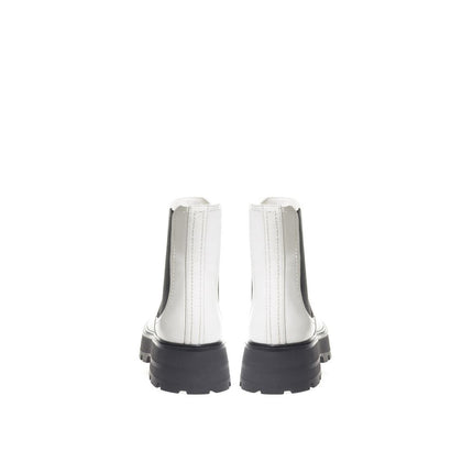 Alexander McQueen Black And White Leather Chelsea Boots