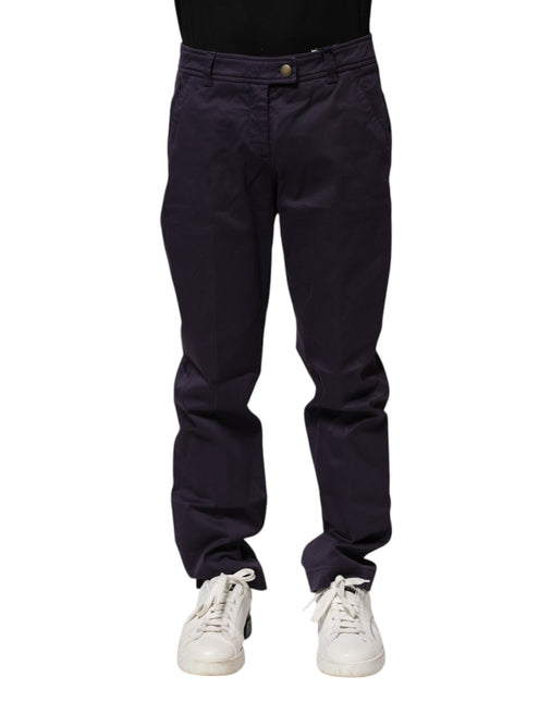 Incotex Dark Purple Mid Waist Casual Straight Pants Incotex