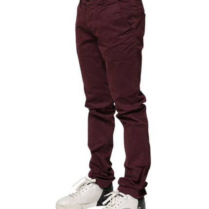CYCLE Maroon Cotton Stretch Skinny Fit Men Denim Jeans