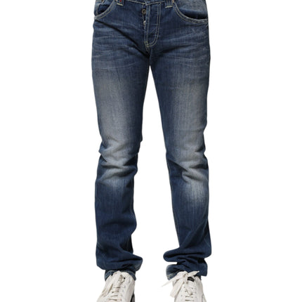 Dondup Blue Washed Skinny Fit Casual Men Denim Jeans