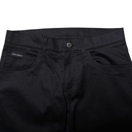 Dolce & Gabbana Black Cotton Skinny Mid Waist Pants