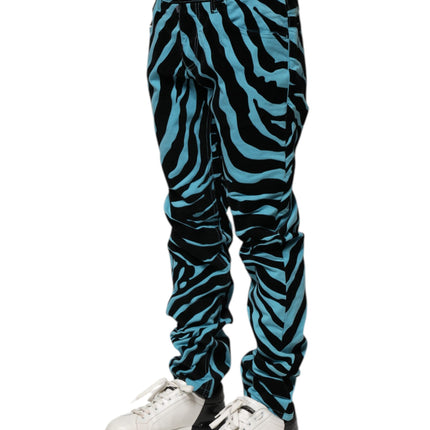 Dolce & Gabbana Blue Black Stripes Skinny Denim Jeans