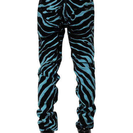 Dolce & Gabbana Blue Black Stripes Skinny Denim Jeans