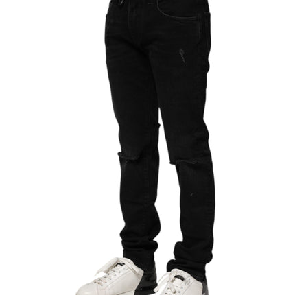 Dolce & Gabbana Black Cotton Skinny Men Denim Jeans