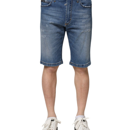 Dolce & Gabbana Blue Cotton Stretch Men Denim Bermuda Shorts