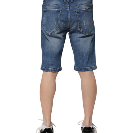 Dolce & Gabbana Blue Cotton Stretch Men Denim Bermuda Shorts