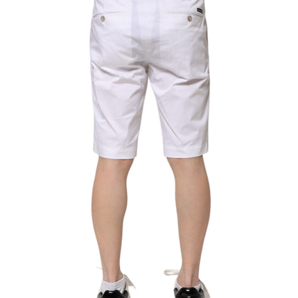 Dolce & Gabbana White Cotton Stretch Men Denim Bermuda Shorts
