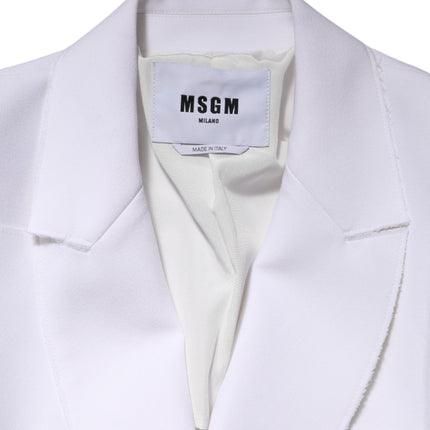 MSGM White Polyester Long Sleeves Ruffled Wrap Jacket