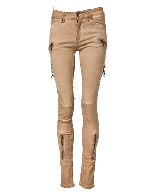 PLEIN SUD Brown Cotton Mid Waist Skinny Denim Jeans PLEIN SUD